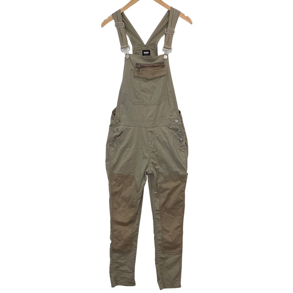 Hudson Womens Olive Green Bib Overalls S Skinny Cargo Gorpcore Made USA - Picture 2 of 16